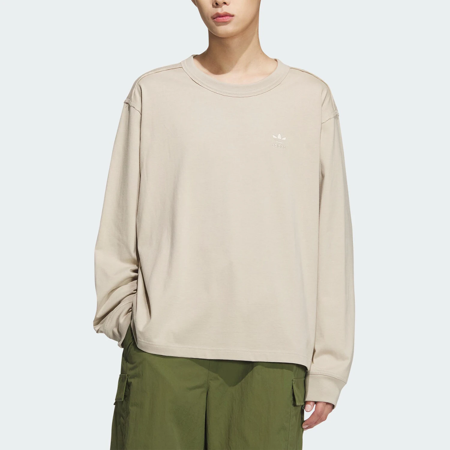 Adidas genuine clover loose fitting couple's long sleeved round neck T-shirt JG1522