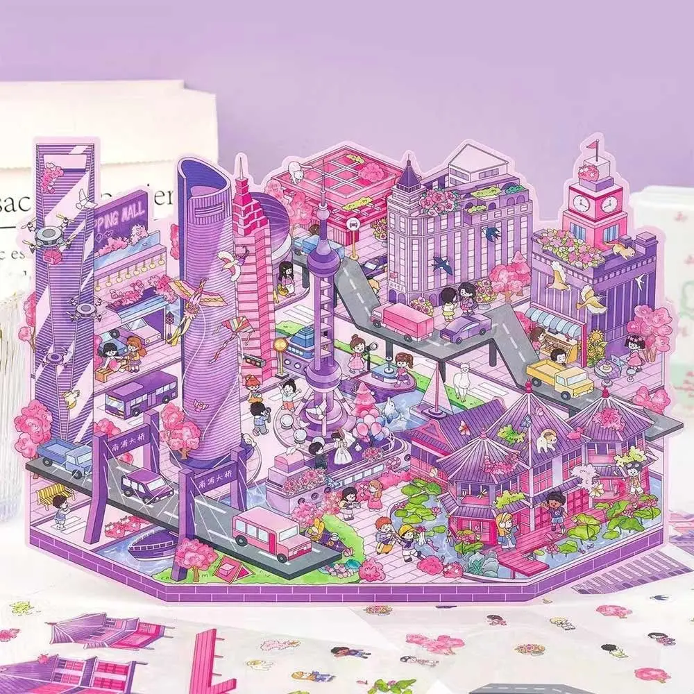 

City Series Miniature Collection Stickers Scrapbooking Material Cartoon DIY Handbook Stickers Children's DIY