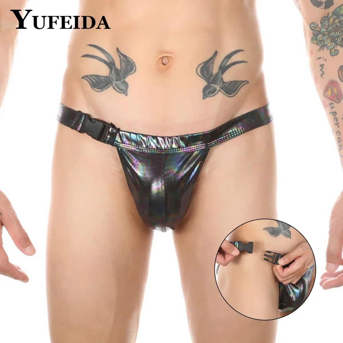 

YUFEIDA New Sexy Hot Gay Mens Underwear Side Buckle Design Male Thongs Tangas Bikini Briefs Gay G-string/Jocks/T-back Underpants