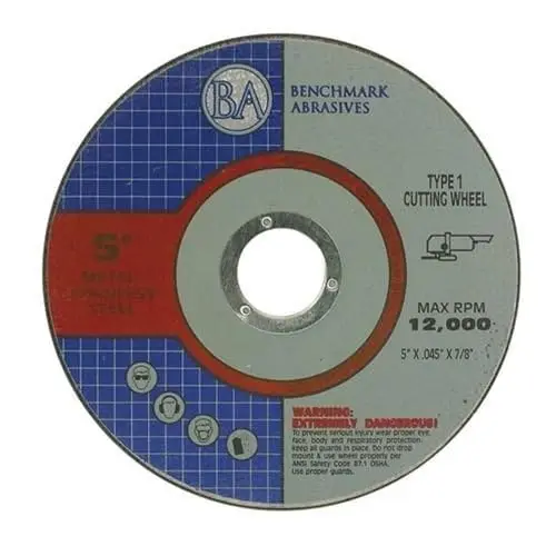 

5 Inch Aluminum Oxide Cut Off Wheels for Metal and Stainless Steel, .045" Thick, 7/8" Arbor, 50 Pack Angle Grinder Discs
