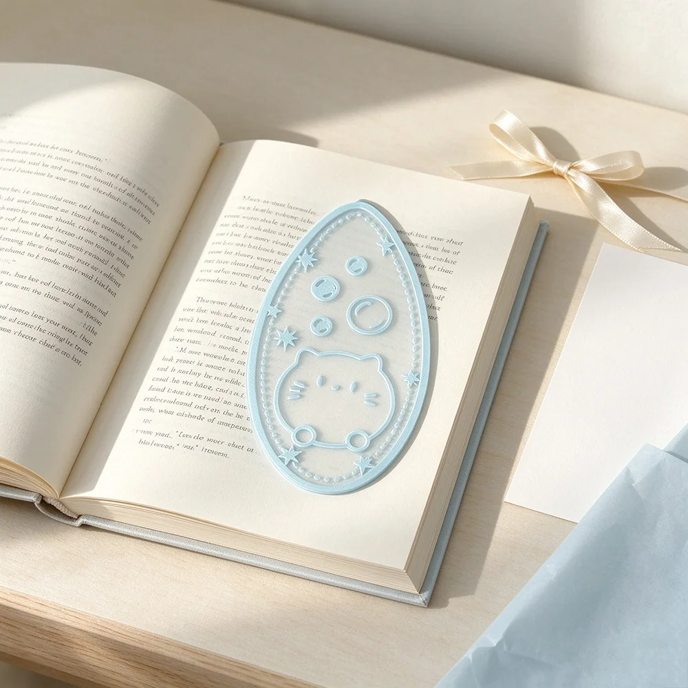 Cartoon Bookmark Cute Teardrop Shape Book Mark Cute Cat Character Pattern Reading Page Marker Journal Decoration Stationery Gift
