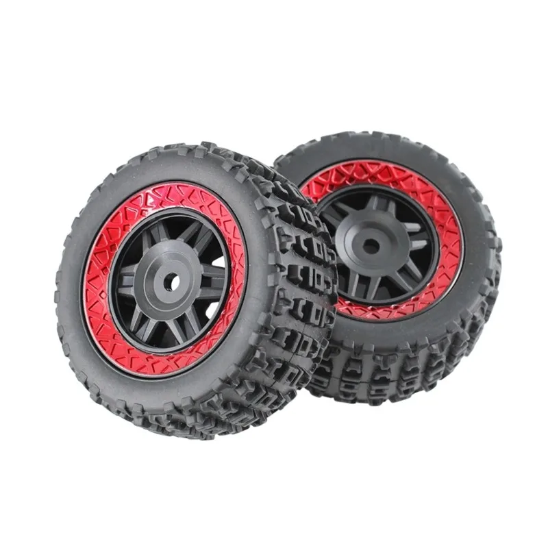 Excellent-RC Car 70MM Short Card Off-Road Tires With Red Hub For SCY 1/18 8086