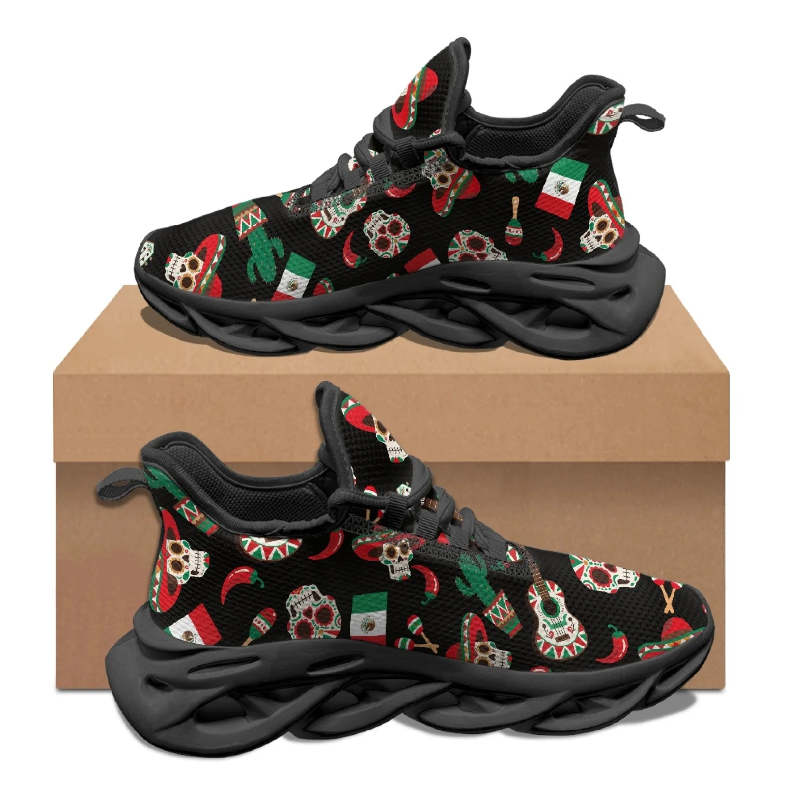 PENSTROLL Mexican Sugar Skull Athletic Sneakers Mesh & EVA Men's Running Shoes Casual Men's Stylish Sneakers for Workout