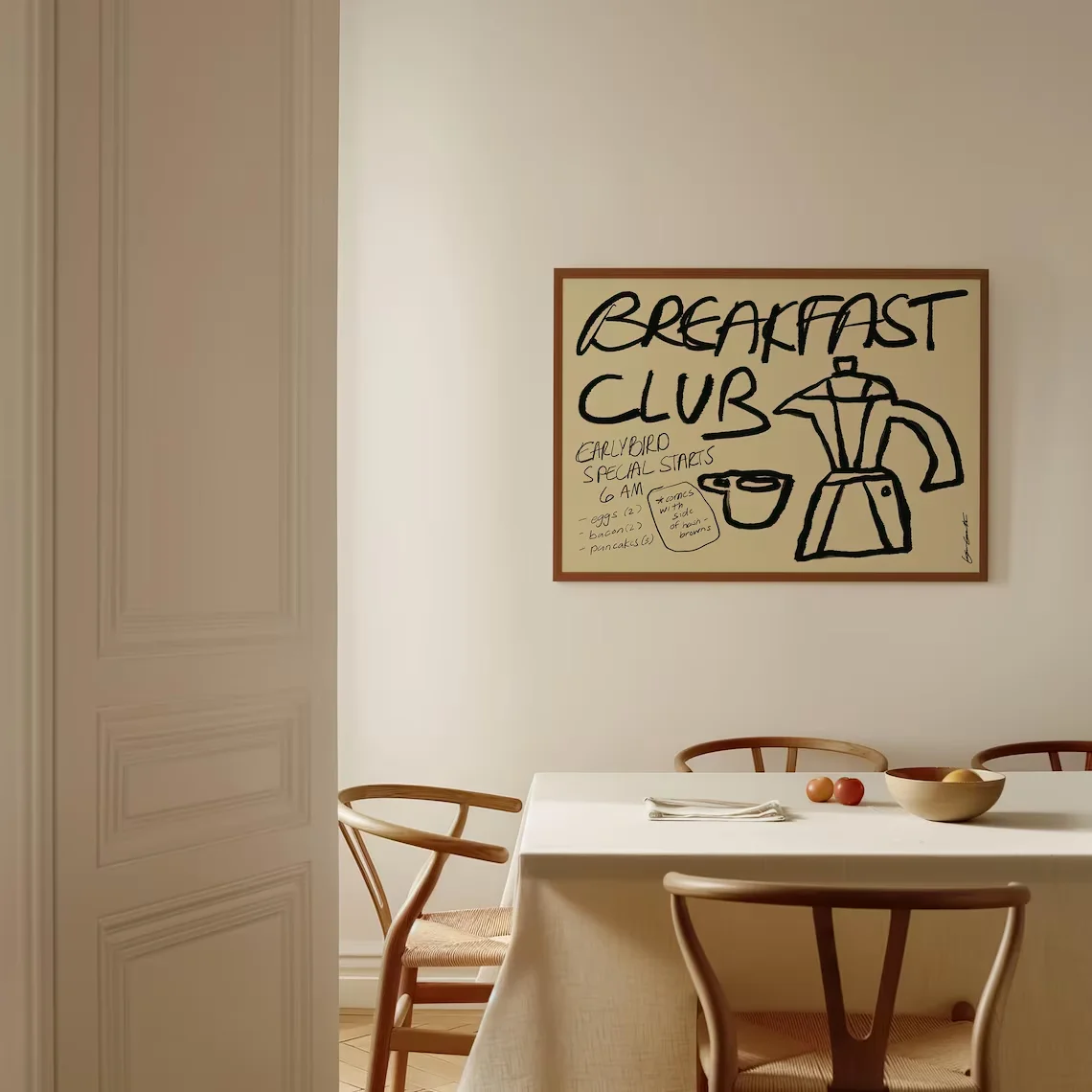 Breakfast Club Art Print, Moka Pot Poster, Retro Espresso Print, Unique Kitchen Decor, Vintage Coffee Art, Cafe Poster,