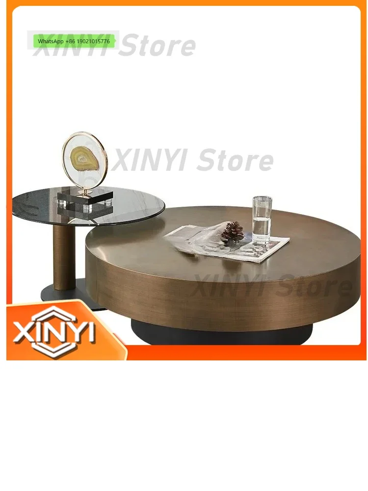 For Italian Minimalist Coffee Table Light Luxury Modern Minimalist Living Room Round Glass Size Coffee Table Combination