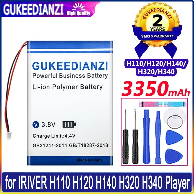 GUKEEDIANZI Battery 3350mAh for IRIVER H110 H120 H140 H320 H340 Player Batteries + Free Tools