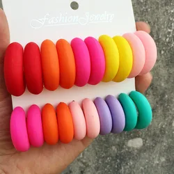 New Korean Colorful Irregular C-Shape Acrylic Earrings Hoops Woman Small 3 Pair/Set Neon Geometric Earrings Statement Jewelry