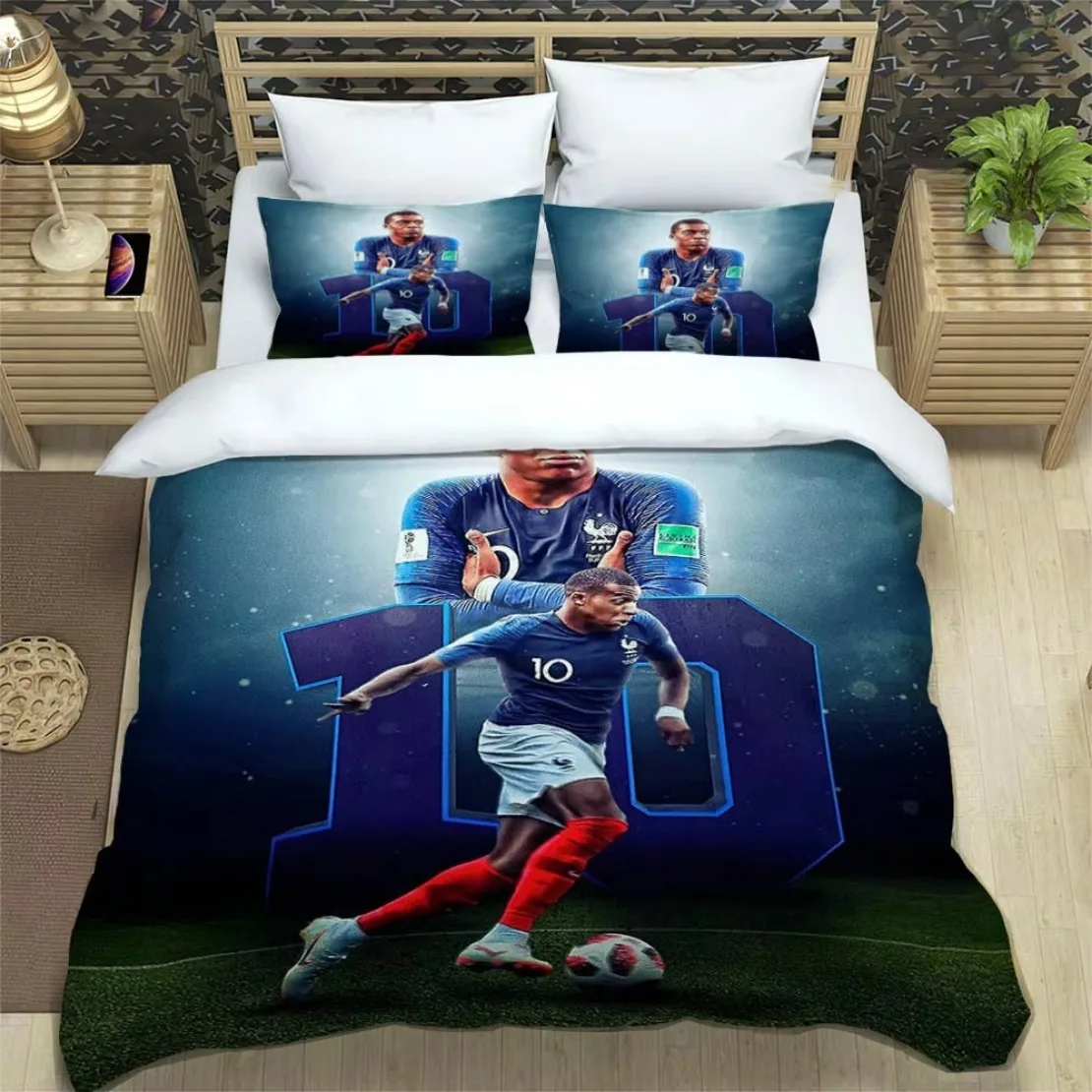 Football M-Mbappe Bedding Sets 3D print M-Mbappe Duvet Cover Fan Gift Quilt cover Pillowcase single Twin Queen Large Size