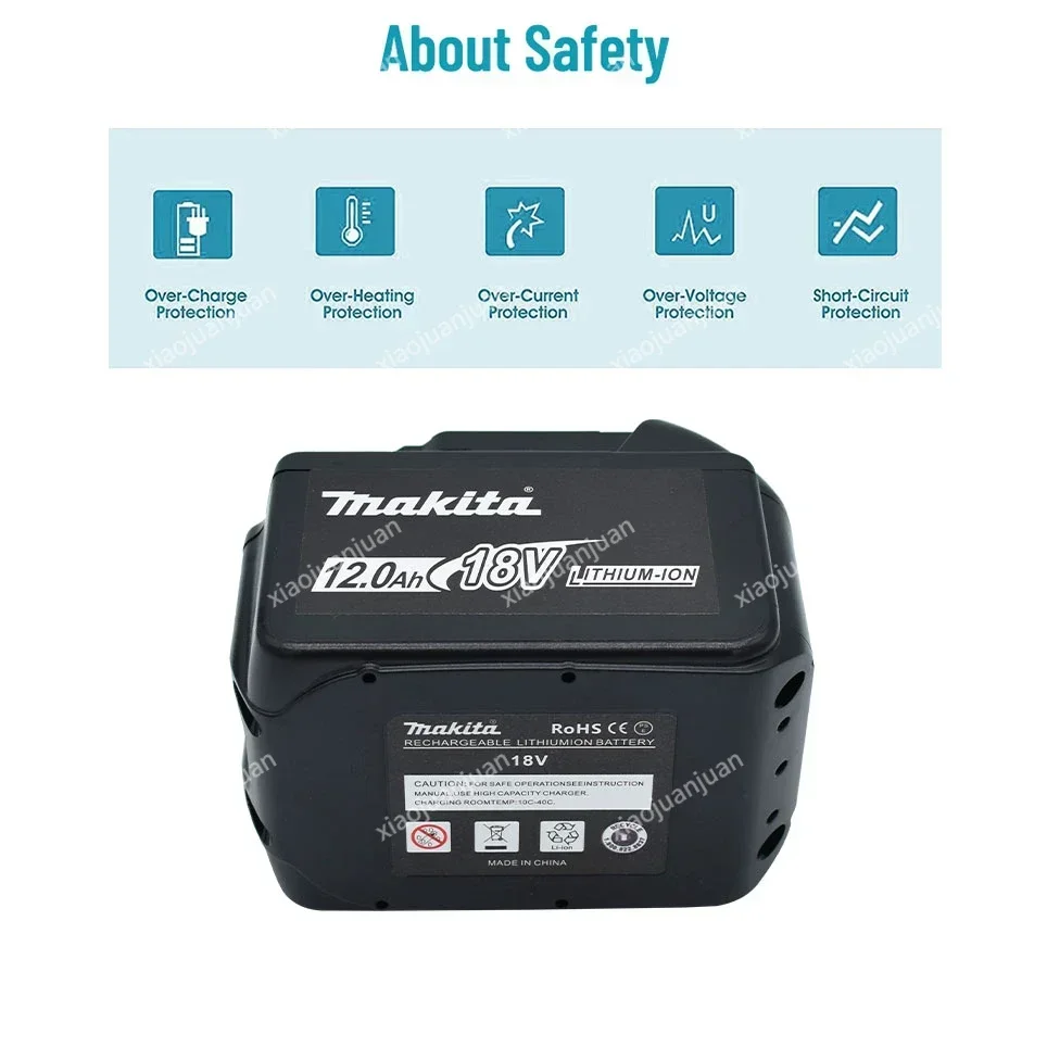 BL1850 สําหรับ Makita 18V 12.0Ah แบตเตอรี่เดิม BL1830 BL1860 BL1850B เครื่องมือแบตเตอรี่ใช้งานร่วมกับ Makita 18 โวลต์ไร้สายเครื่องบด