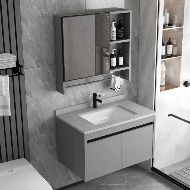 

Bathroom space aluminum bathroom cabinet combination bathroom washbasin cabinet set, integrated washbasin, simple sink