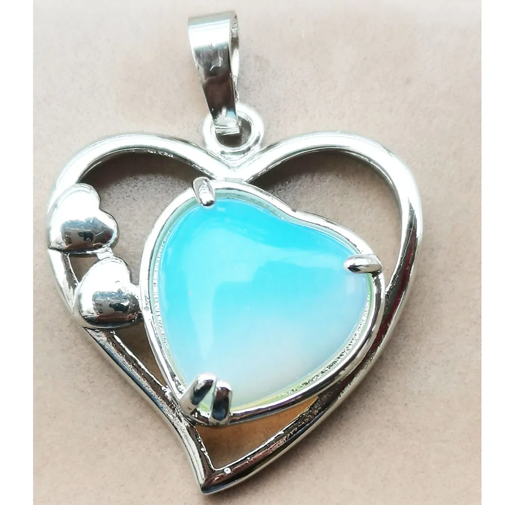 Goldstone Lapis Lazuli Tiger Eye Crystal Aventurine Howlite Carnelian Blue Sand Shell Unakite Jaspe Heart Pendant Bead PWB998