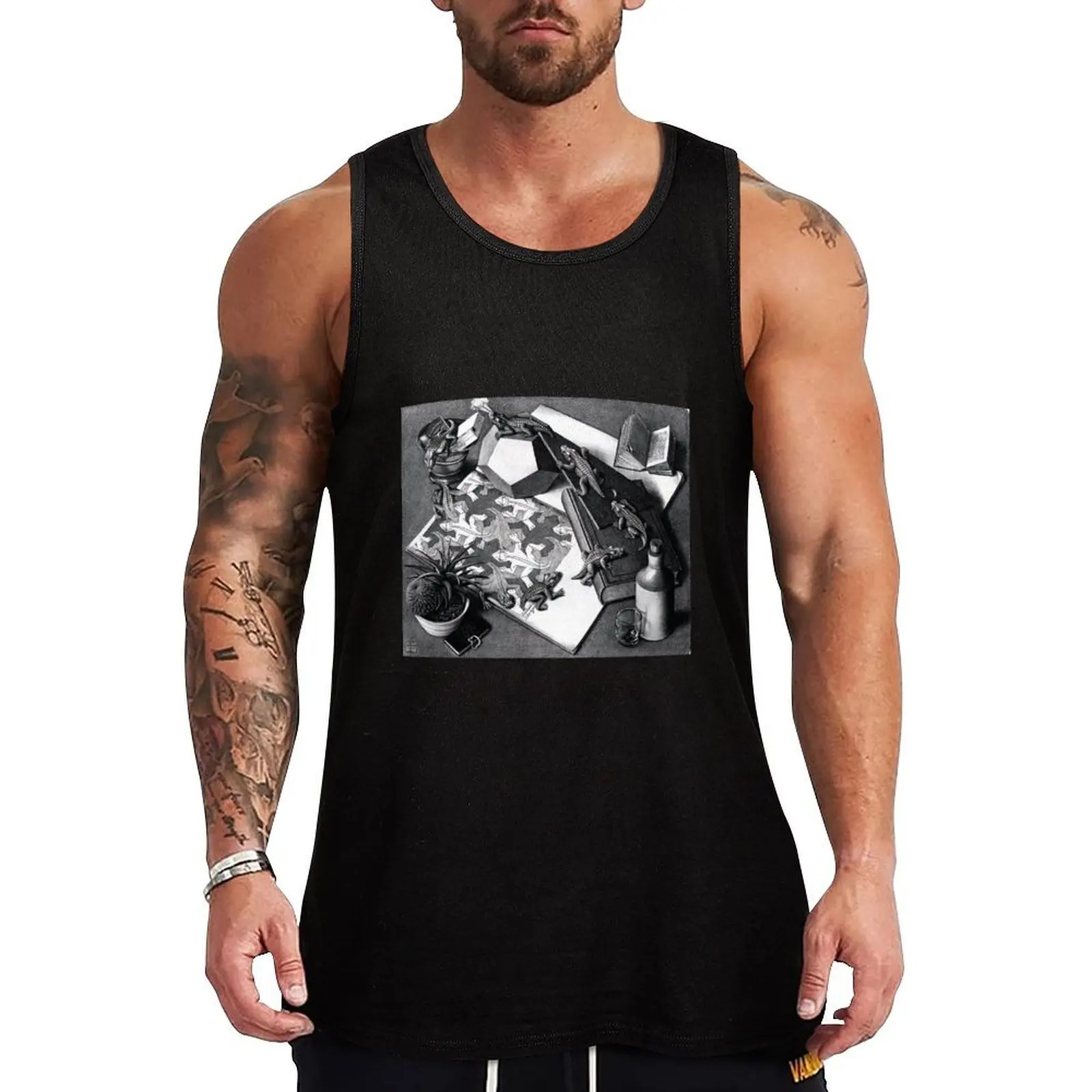 

maurits cornelis escher, m c escher paintings, m c escher artwork Tank Top High Stretch Tank Top Athletic Fit Workout Shirt