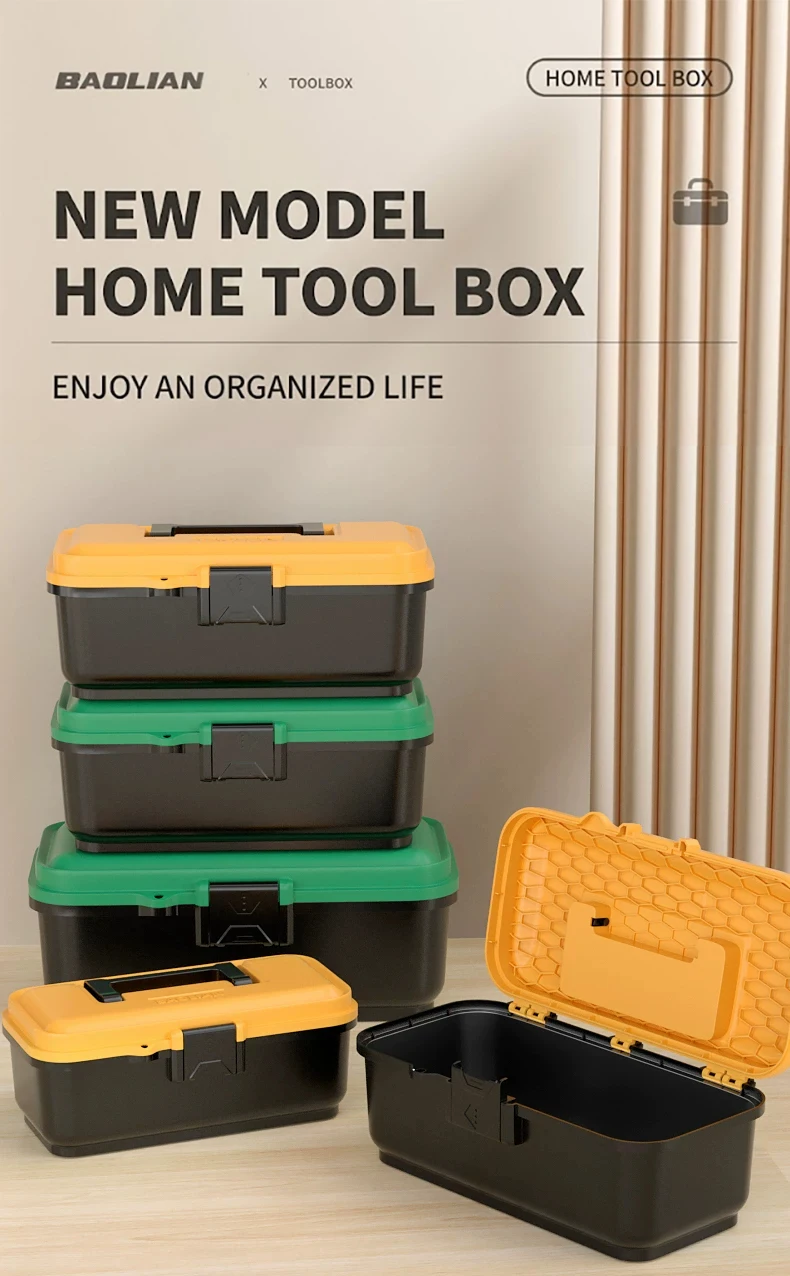 BAOLIAN Industrielle, minimalistische, tragbare Werkzeugkiste für Zuhause, Autoreparatur, Hardware, Elektriker, Aufbewahrungsbox, modisch – Detail 7
