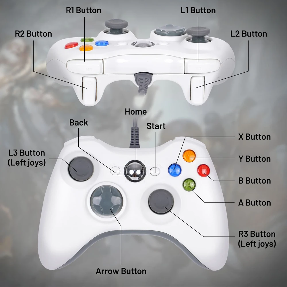 For Xbox 360 Wired Game Controller USB Wired Joystic Gamepad for Microsoft Xbox 360, PC Windows 7,8,10 with Dual-Vibration Turbo