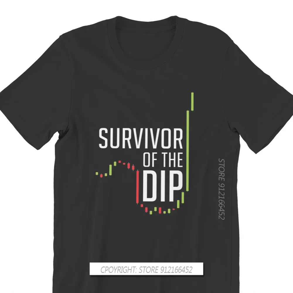 Survive The Dip Crew Neck Men TShirt Bitcoin Cryptocurrency Miners Meme Fabric Original T Shirt Man's Tops Fashion Plus Size