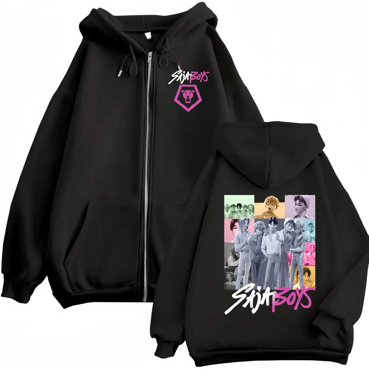 

KPop Demon Hunters Merch Zipper Hoodies Fashion Y2k Oversized Zip Up Sweatshirts Men Women Casual Fleece Pullovers Streetwear