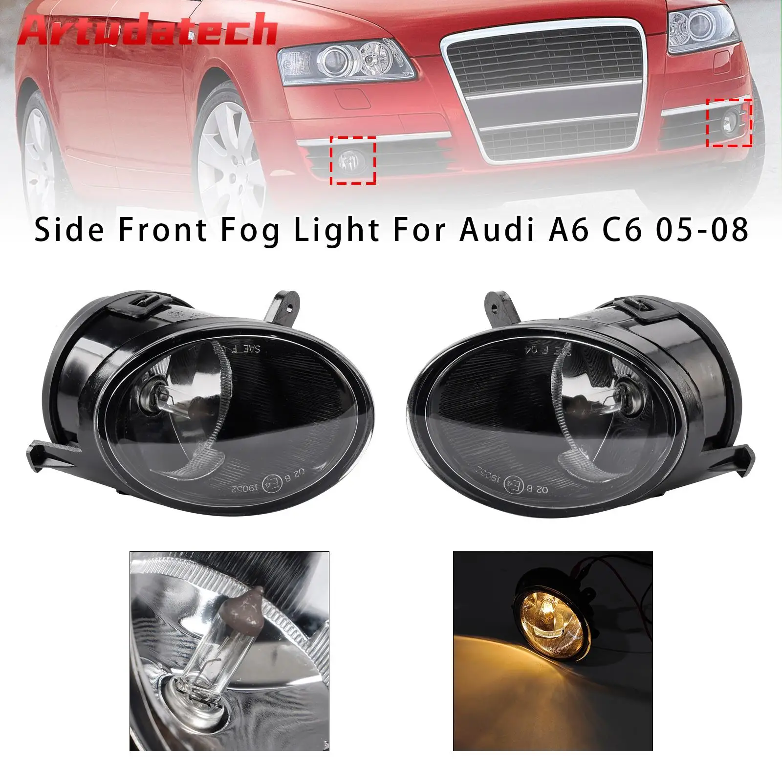 

Artudatech Front Bumper Driving Fog Light For Audi A6 C6 2005 2006 2007 2008 Car Accessories