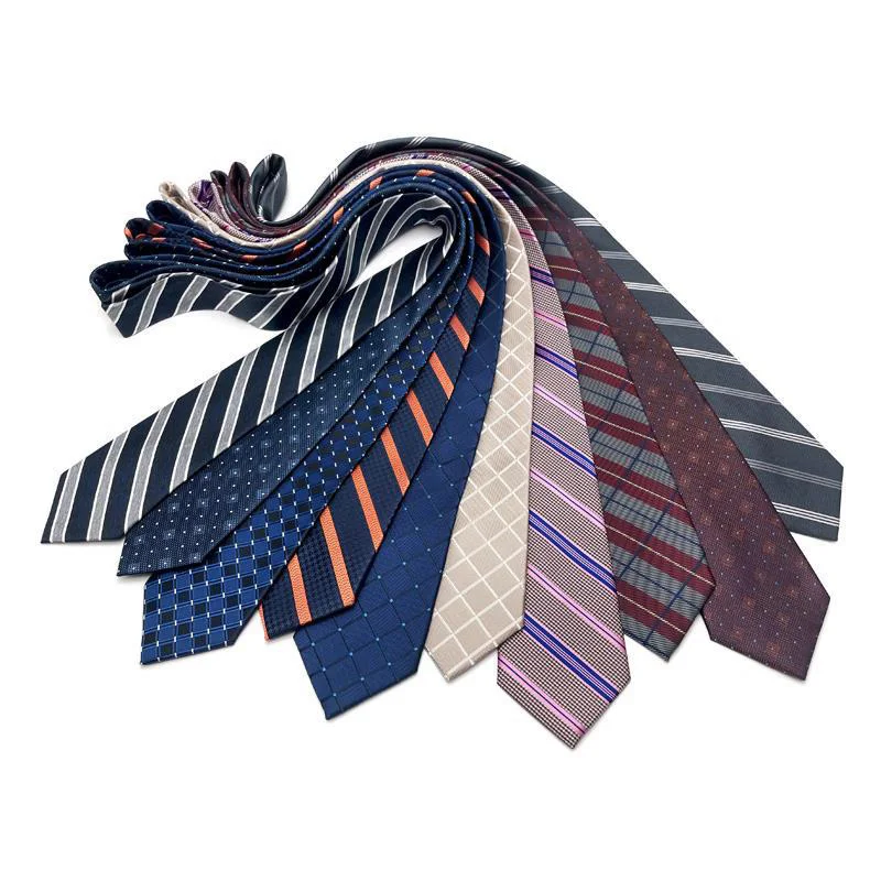 Wholesale 8CM Men's Necktie Classic Ties For Man Wedding Business Party Plaid Checks Stripes Jacquard Neck Tie Ascot Accessories