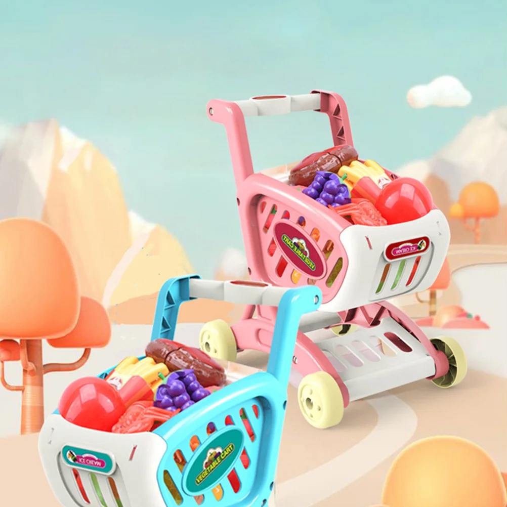 1 قطعة عربة تسوق صغيرة للأطفال تلعب عربة لتزيين الغرفة محاكاة عربة سوبر ماركت تطور الاستقلال والتخزين