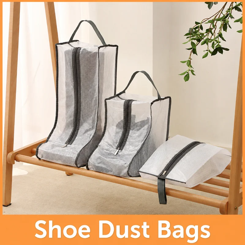 Boots Shoe Storage Bag Transparent Dustproof Waterproof Large Handy Carry Pouch Travel Shoe Protector For Home Trip Luggage Pack