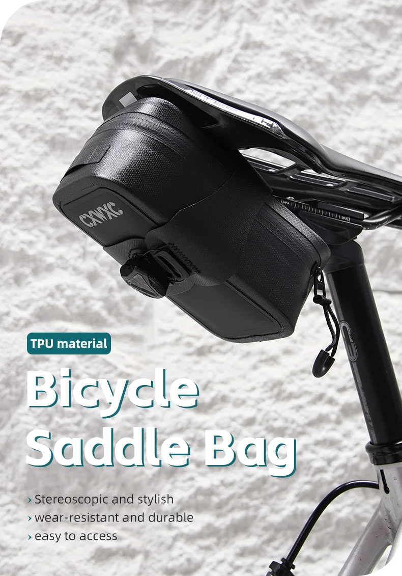 CXWXC 0,6 l TPU wasserdichte Satteltasche MTB Rennrad BOA System abschließbare Fahrradsitz-Packung Radfahren Schwanz Aufbewahrungstasche Zubehör – Detail 1