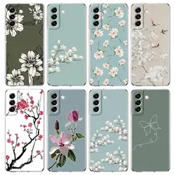 Flower Phone Case For Samsung Galaxy S24 S23 S22 S20 Ultra S21 FE 5G S10 S9 Plus S10E S8 Soft Silicone Clear Cover
