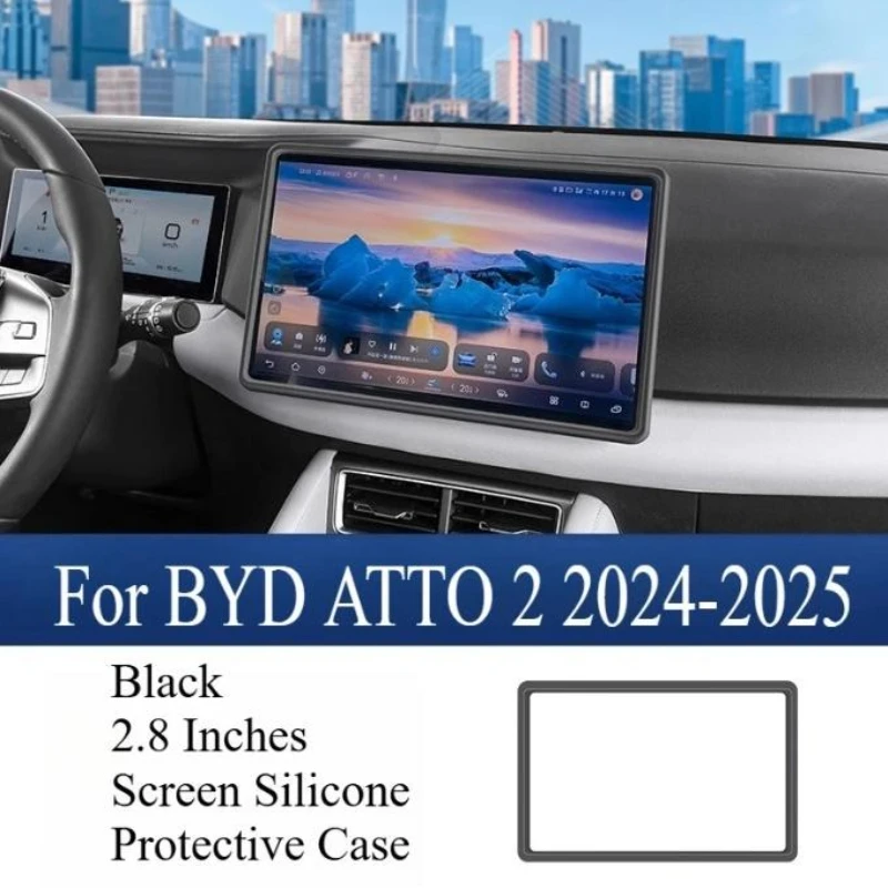 

Защитная крышка для экрана BYD YUAN PRO ATTO 2 2024-2025, оригинальная силиконовая рамка навигационного экрана с центральным управлением, модификация рамки