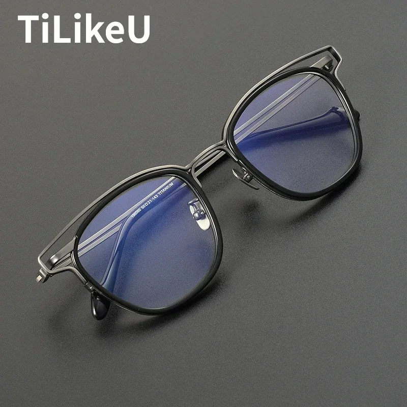 Montures de lunettes rétro en acétate de titane faites à la main pour hommes et femmes, lunettes anti-lumière bleue, japonais, tendance, personnalité, 2024