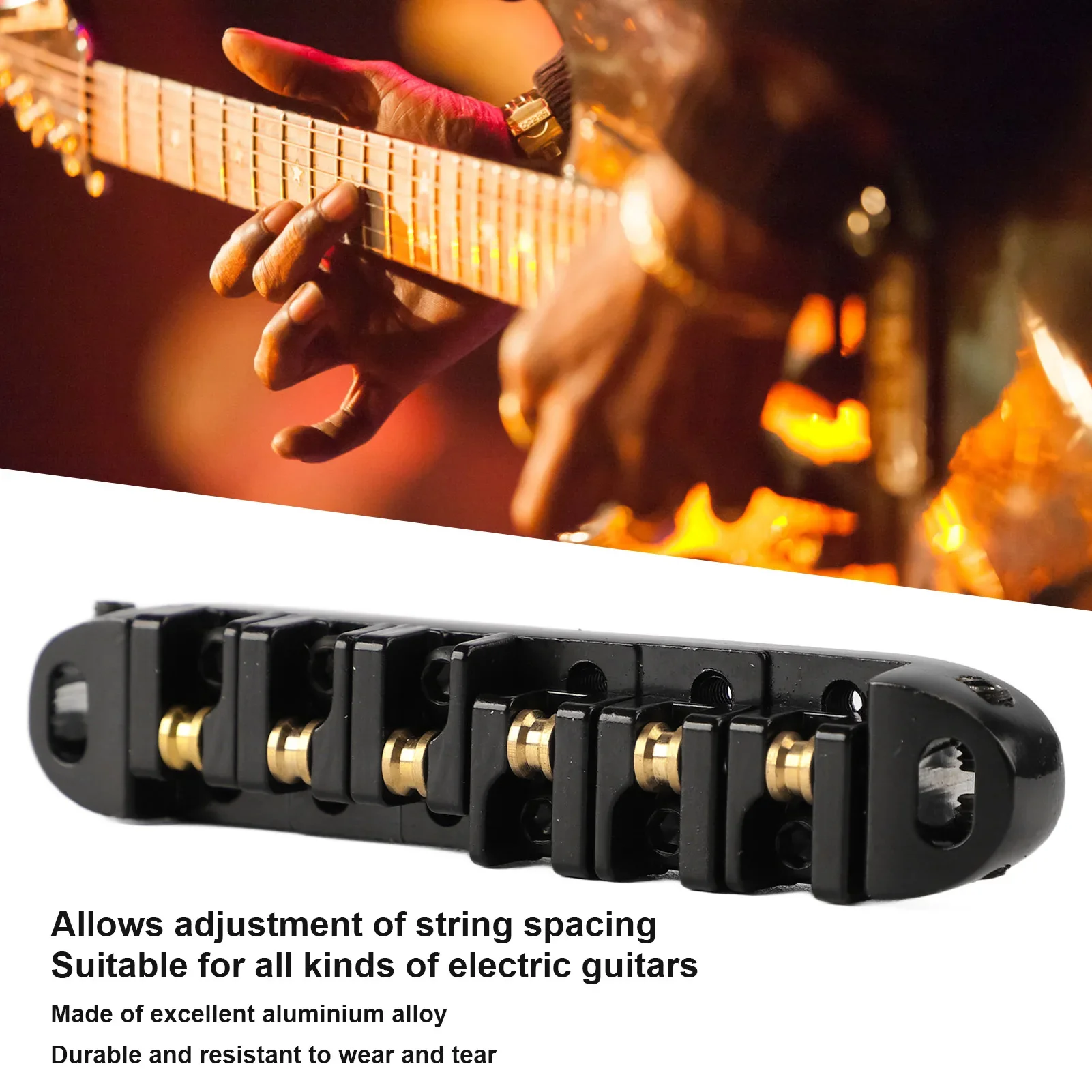 

Гитарный роликовый мост-седло из алюминиевого сплава, черный хвостовик для мелодии, замена моста с резьбовой стойкой для 6-струнного электрического