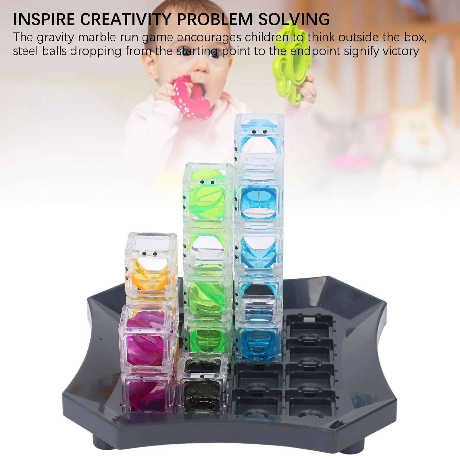 เกมฝึกสมอง Gravity Marble Run 60 ขั้นตอน ฝึกทักษะ STEM เกมเขาวงกตลูกแก้ว ฝึกการวางแผน เกมสร้างสรรค์สำหรับเด็กชายและเด็กหญิง