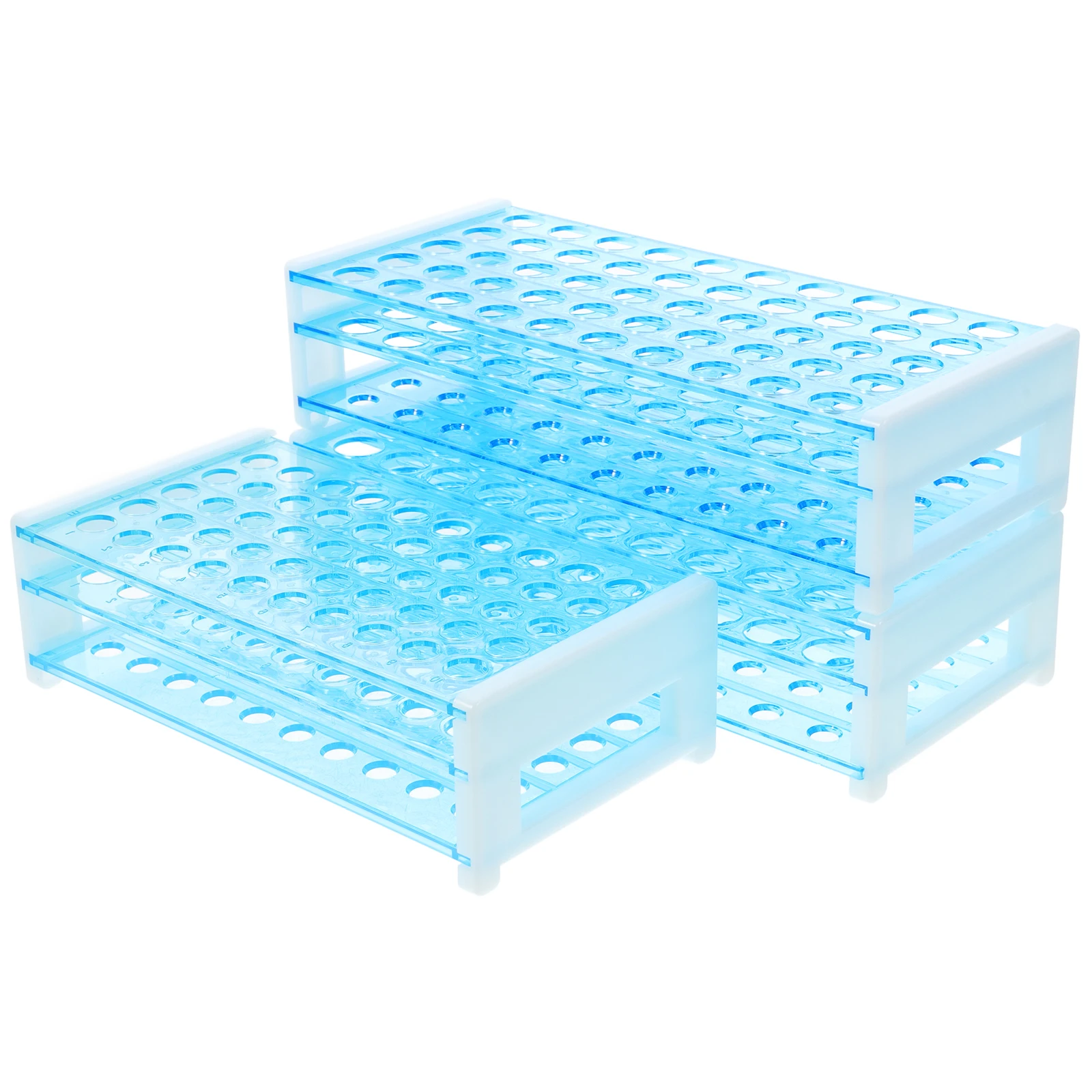

3 Pcs Test Tube Rack 50 Holes Double Layers 15mm Diameter Clear Reusable Lab Holder Tube Storage ganizer for Chemistry