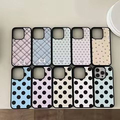 Polka Dots Line Grid Pattern Phone Case For iPhone 17 Air 16 Pro Max 15 14 Plus 13 12 Mini 11 Pro Shockproof Silicone Back Cover