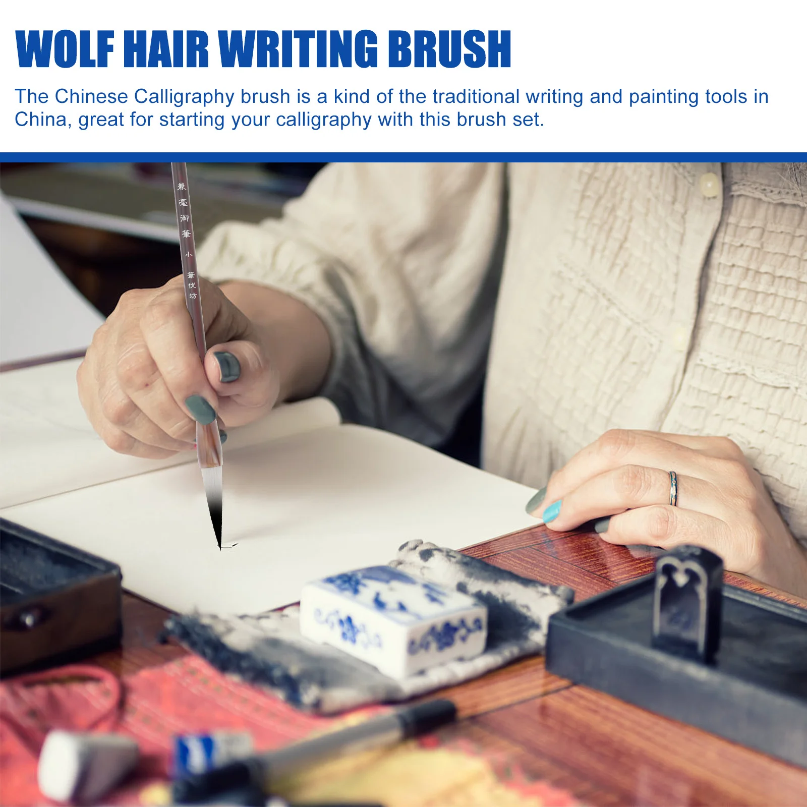 

3Pcs Chinese Calligraphy Brush for Beginners Wolf Hair Writing Brush Set with Wood Handle L Sizes Drawing Painting Tool