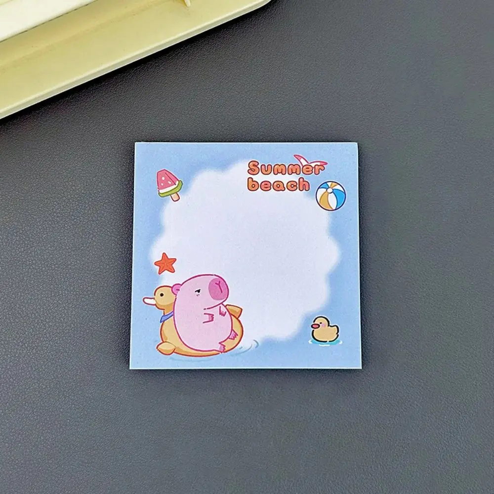 50 Sheets/Pack Cute Pink Capybara Sticky Note Book Ins Cartoon Non-sticky Message Paper Portable Removable Capybara Memo Pad