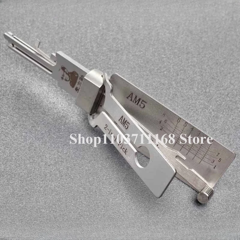 2PCS Lishi 2-in-1 Picking Master Key Decoder Lockpick Master AM5 Lishi Attrezzi per fabbro per porta di casa Blocco civile Plettri Aster