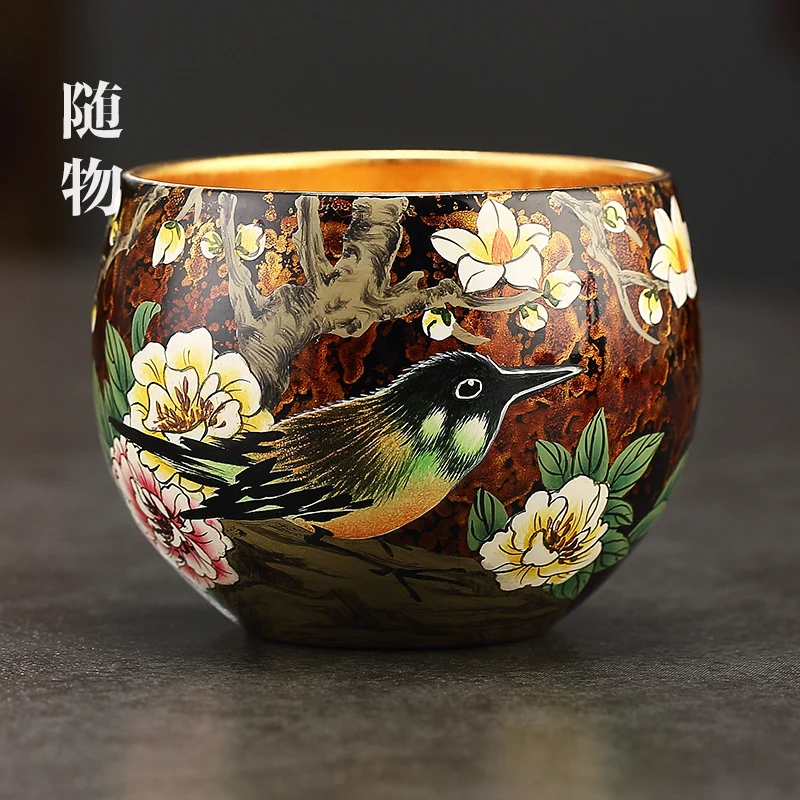 Large Lacquer Set, Gold Plated Master Personal Single CeramiC Kung Fu Cup, HigH-end Tea Bowl