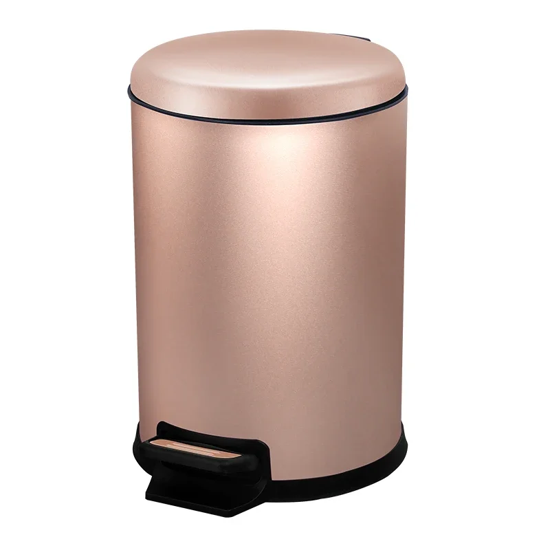 Pedal stainless steel round trash can fixed flip room bathroom kitchen household living room foot pedal cover.