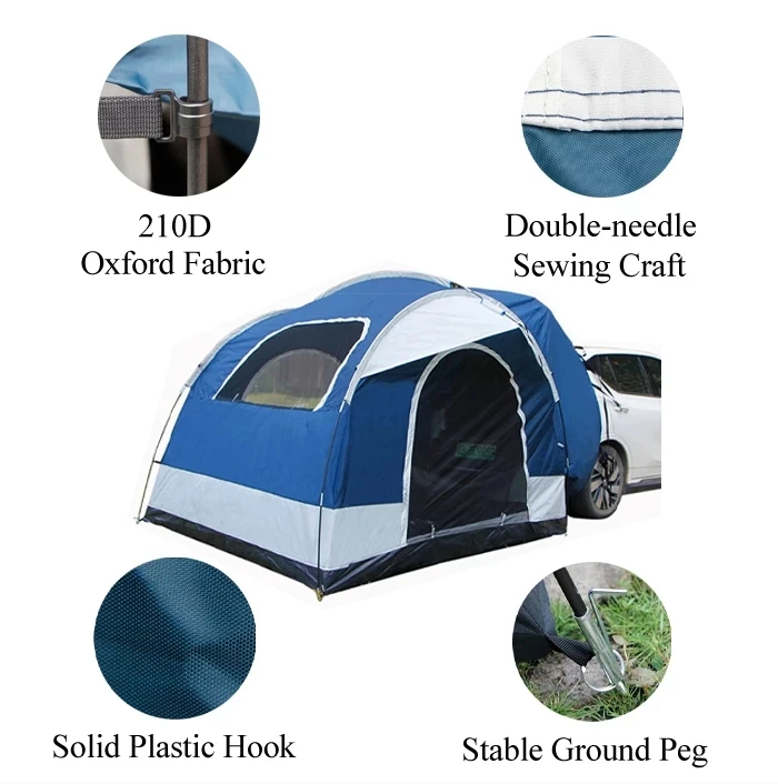 Imagem -05 - Outdoor Waterproof Camping Tent Sun Pára-sol Caminhadas Tendas Trilha do Carro Tronco Traseiro Road Trip Toldo Veículo 34 Pessoa