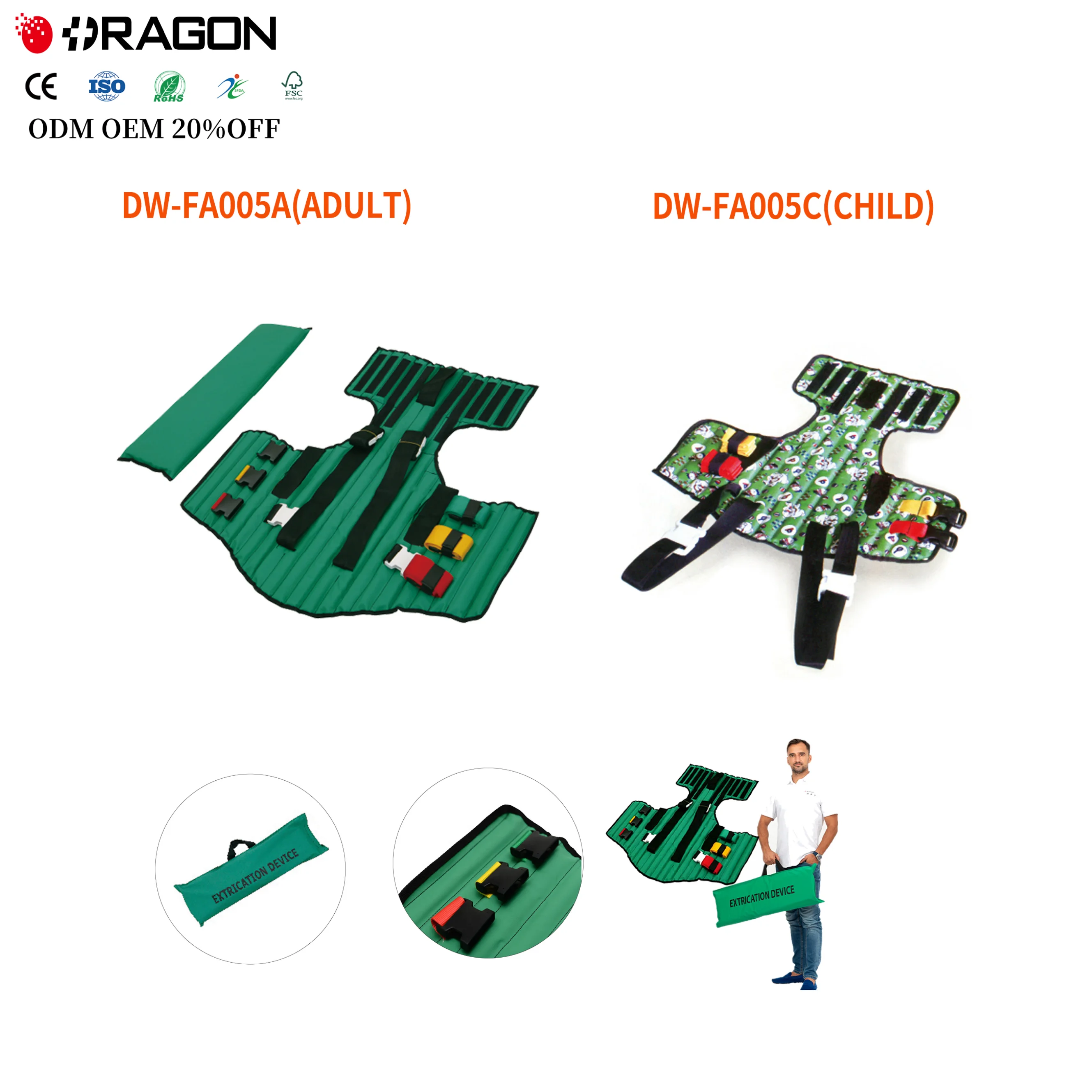 Factory Whosale Firefighter Extrication Jacket KED Extrication Device for First Aid Immobilizing Fixation Plate Splint