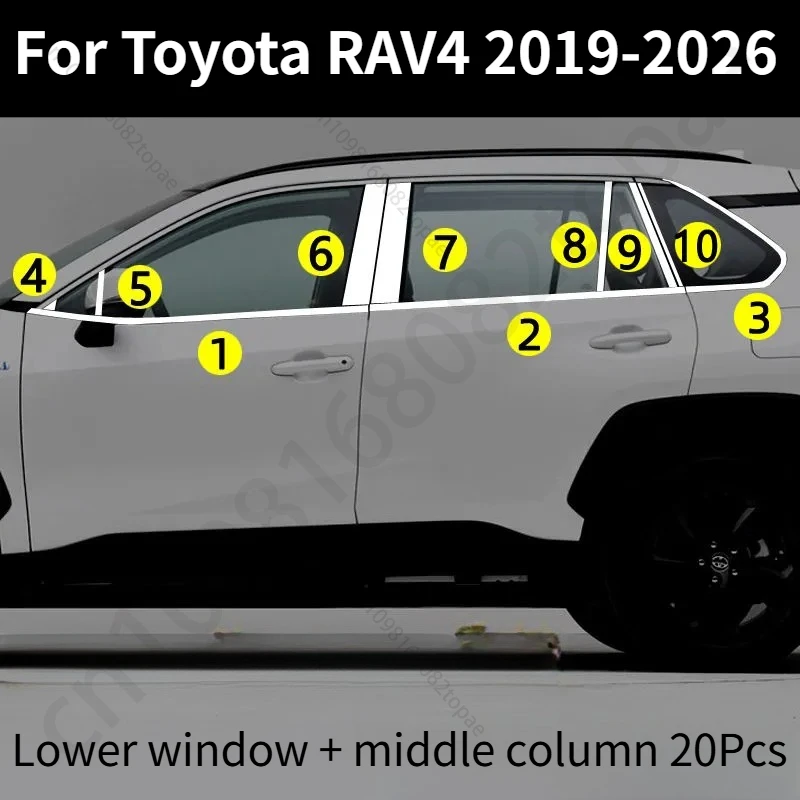 

FOR Toyota RAV4 XA50 2019-2024 Stainless Steel Window Trim Bright Door Window Edge Black Car Accessories Modification Parts