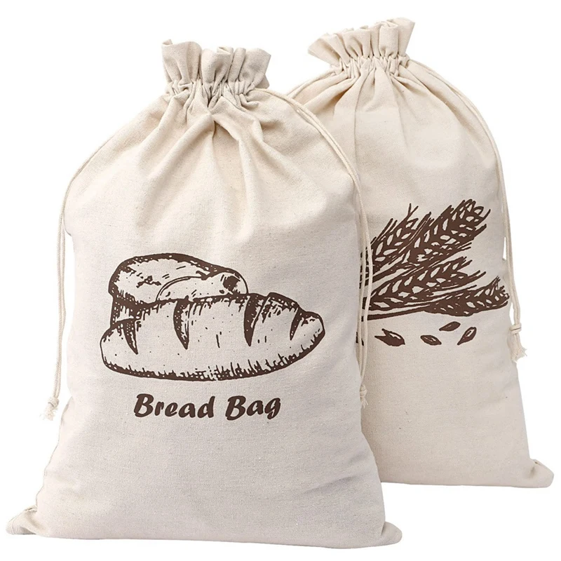 

Linen Bread Bags For Homemade Bread Container, 2 Pcs 30X40cm Unbleached & Reusable Bread Storage, Natural Storage Easy Install