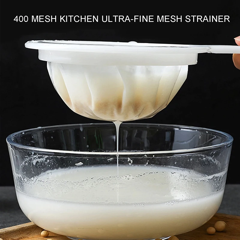 1PC Kitchen Ultra-Fine Mesh Strainer Kitchen Nylon Mesh Filter Spoon For Suitable For Soy Milk Coffee Milk Yogurt Reusable