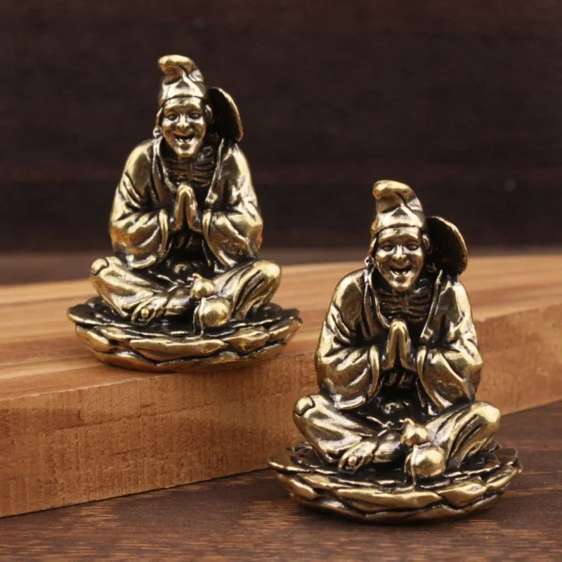 1/2Pcs Collection Copper Meditation Jigong Ornament Old Pure Brass Jigong Ornament Handicraft Copper