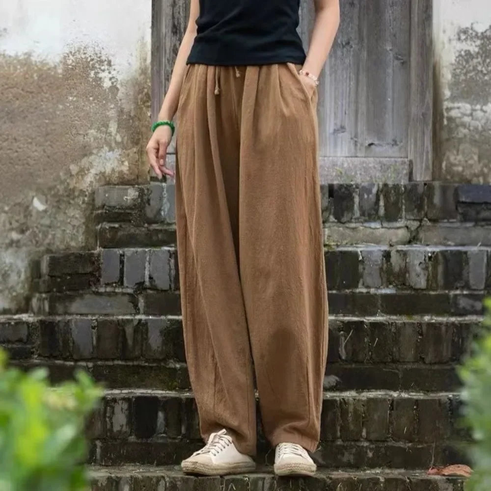 2025 Thin Cotton Linen Y2k Pants Fashion Clothes Vintage Casual Streetwear Loose Harajuku Sweatpants Joggers Women Clothing