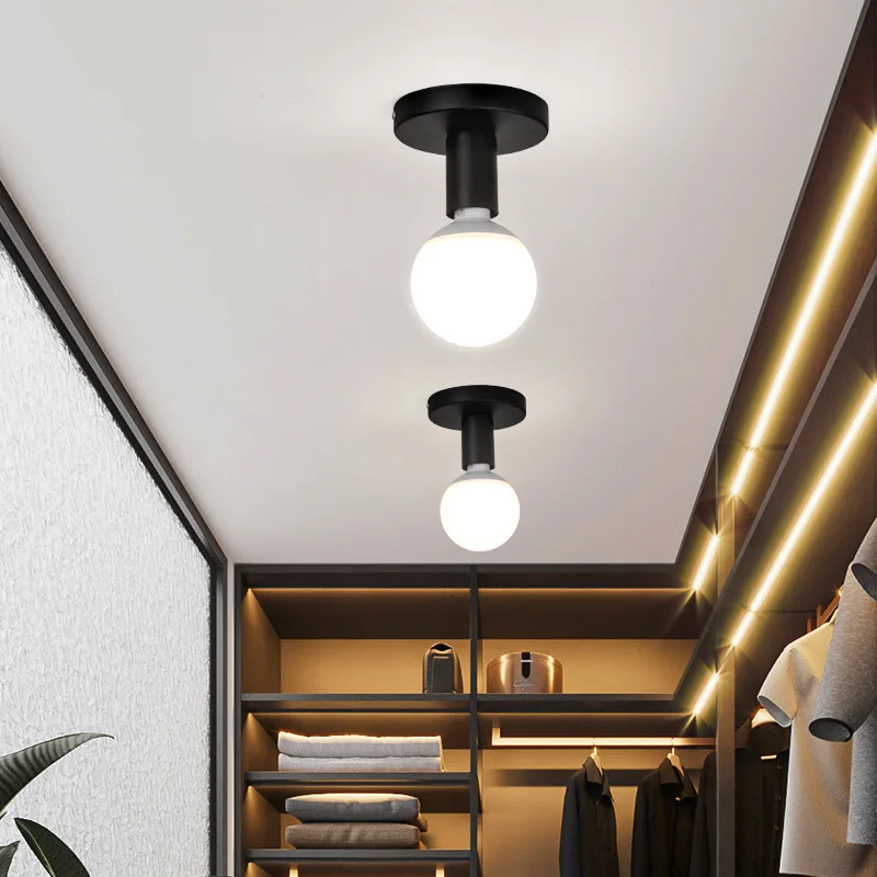 Minimalistyczna Czarna Lampa Sufitowa E27 Nowoczesna Skandynawska Retro Żelazna Lampa Dekoracyjna Do Salonu Sypialni Łazienki Kuchni Sala I Balkon