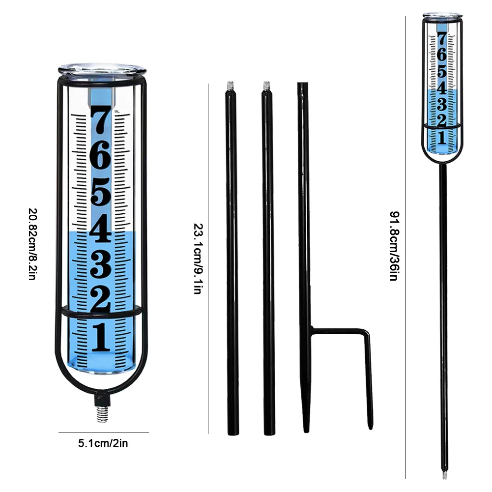 Наружный морозостойкий дождемер, большой измеритель дождя с прозрачным номером, с утолщенной пластиковой трубкой и металлическим колком для двора