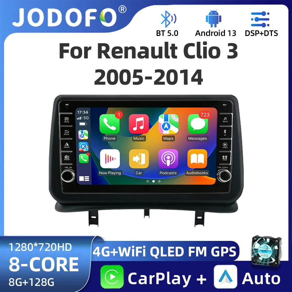 

Car Radio Multimedia Video Player For Renault Clio 3 2005-2014 Navigation GPS Head Unit Wireless Carplay 2 Din 4G Android 13