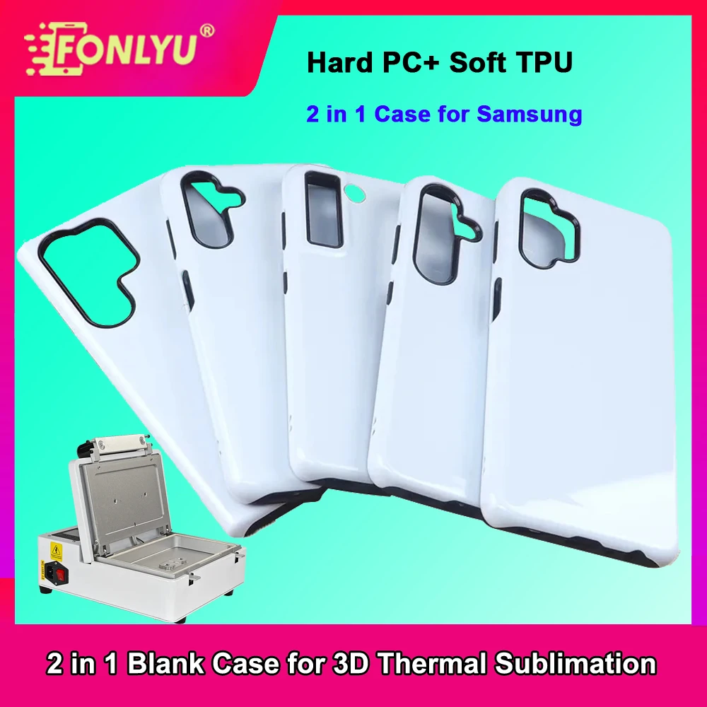 

FONLYU 5pcs 3D Full Wrapped Film Sublimation Heat Transfer 2 in 1 Phone Cases for Samsung S22 S23 Plus S24 S25 Ultra Glossy Case