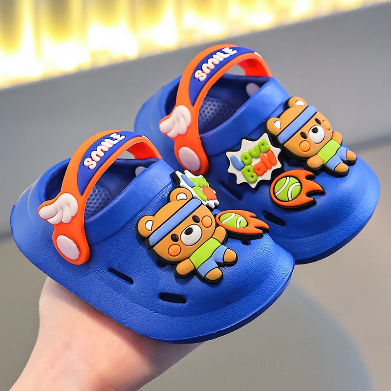 

Kids Summer Soft Sole Anti-Slip Indoor Slippers Cartoon Baby Girls Boys Open-Toe Sandals