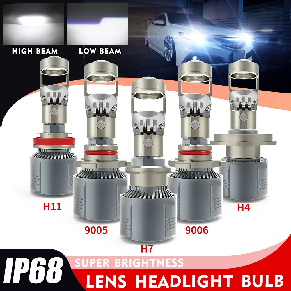 

HAOLIDE 2 шт. светодиодный объектив проектора Bi-LED H4 H7 H11 9005 Canbus автомобильная фара для автомобиля мотоцикла 12 В 6000 К